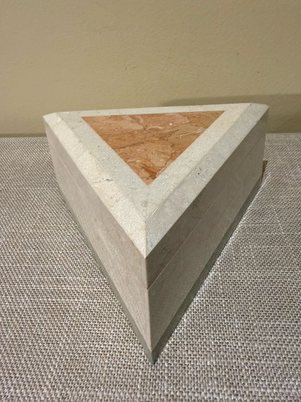 VTG Friends & Co. Triangular Stone & Marble Inlaid Trinket Box Jewelry Storage